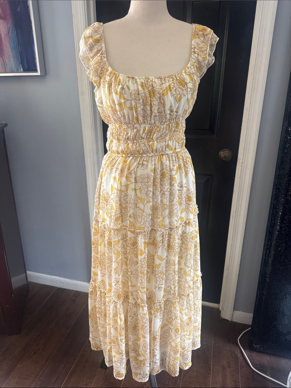 Trixxi White and Yellow Floral Maxi Dress